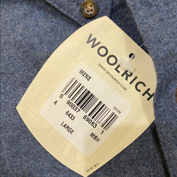 NEW Woolrich Button Down Midnight Blue Heather - Picture 3 of 4